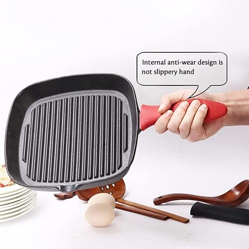 Support de poignée en silicone, Poignée en silicone protégeant de la chaleur Poignée de casserole Manchon réutilisable pour poignées de casseroles pour poêles en fonte et poêles à frire en métal,noir - Nail Gallerys