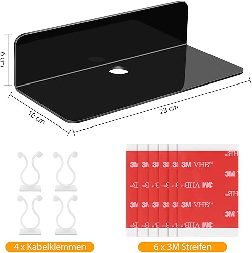 Sampoes Etagere Murale 2 Pièces, Étagère Murale sans Percage, Etagere sans Percer en Acrylique pour Chambre, Salle de Bains, Cuisine, Salon, avec 4 Clips Câble - Nail Gallerys