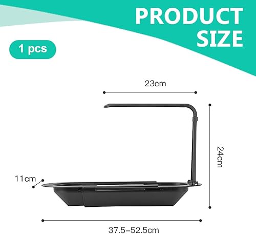 JAWUZ Support d'Évier Télescopique - Organisateur Cuisine Rétractable - Étagère Ajustable Multifonction - Panier Drainage Ventilé - Sans Perçage - Rangement Comptoir - Pour Cuisine Salle de Bain - Nail Gallerys