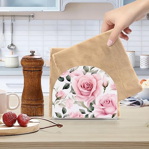 Porte-serviettes en papier acrylique rose pour table, distributeur de papier de soie de cuisine, porte-serviettes de cocktail pour table à manger, invités, salle de bain - Nail Gallerys