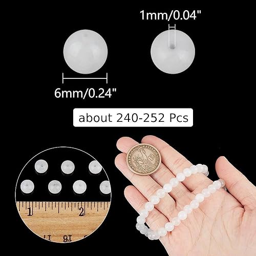NBEADS Environ 240 Pcs Perle de Jade Naturelle, 6mm Perles de Jade Blanches Perles en Pierres Rondes Perles D'Espacement en Pierre Naturelle pour la Fabrication de Colliers Bijoux, Trou: 1mm - Nail Gallerys