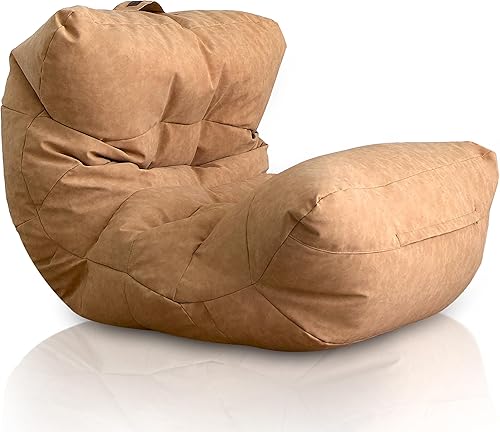Aiire Fauteuil Pouf Salon Moderne - Pouffe Géant Interieur Adulte ou Ado avec Remplissage pour Décoration de la Chambre – Gros Bean Bag XXL ou Coussin de Sol Beige Doré - Nail Gallerys