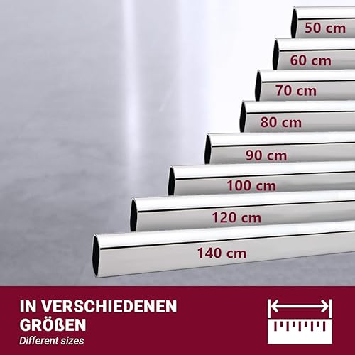 Euro Tische Tringle à vêtements pour armoire, tringle à penderie pour Pax, tringle à vêtements polyvalente, tube ovale en métal dans différentes tailles (120 cm avec support) - Nail Gallerys