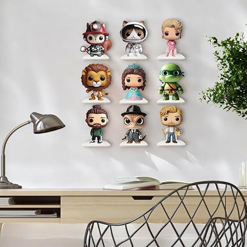 Tres Aristas - Lot de 12 supports muraux pour figurines et miniatures - Présentoir pour collections - Étagères flottantes faciles à installer - Idéal pour exposer des figurines de collection (Pack 12 - Nail Gallerys