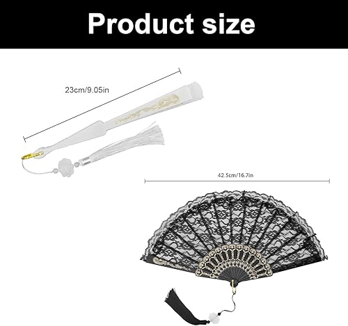 2 Pièces Eventail Chic avec Pompon, DEANKEJI Evantaille Pliable Noir et Blanc, Fleur Ventilateur avec Pendentif, pour Bals, Fêtes, Séminaires, Mariages - Nail Gallerys