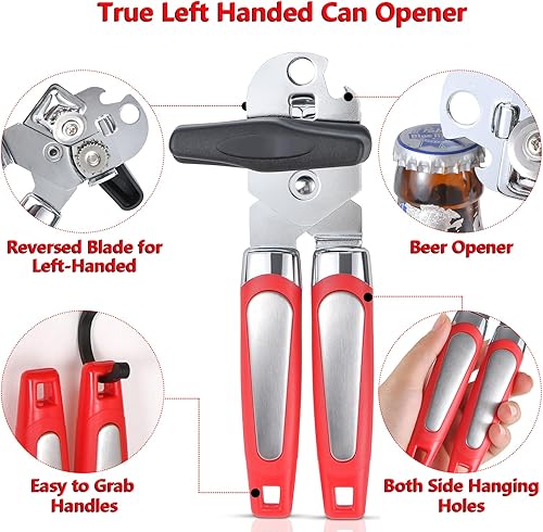 KYDIFS Ouvre-boîte et décapsuleur pour gaucher - Ustensiles de cuisine pour gauchers et adultes (rouge) - Nail Gallerys