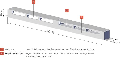 ARIMEO Ventilateur de fenêtre classic T pour fenêtre en bois pour ventilation en position fermée, en plastique blanc - Nail Gallerys