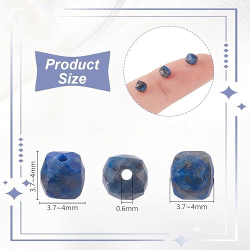 OLYCRAFT Environ 102 Pcs de Perles de Lapis Lazuli Naturelles de 3.7~4mm Petites Perles de Pierre à Facettes en Vrac Brins de Perles D'Espacement de Lapis Lazuli pour la Fabrication de Bracelets - Nail Gallerys