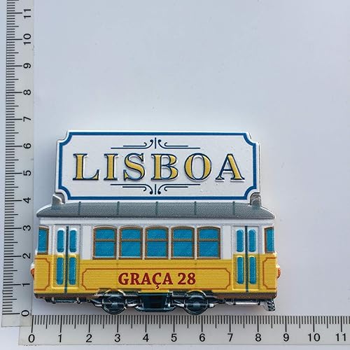 Aimant de réfrigérateur 3D en forme de tram de Lisbonne Portugal Graca - Souvenirs touristiques faits à la main en résine - Autocollants magnétiques pour la maison, la cuisine, le voyage, cadeau - Nail Gallerys