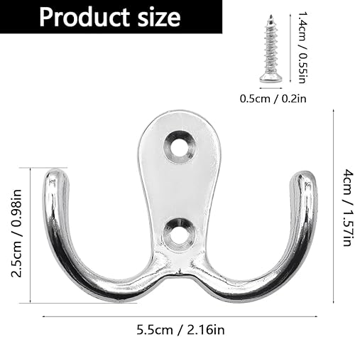 lyualma 8 Pièces Crochets Muraux Doubles, Crochet Porte Manteau Mural, Crochet en Métal Rétro Patère Porte Manteau Murale avec Vis, pour Patères de Salle de Bain et Cuisine Argenté - Nail Gallerys