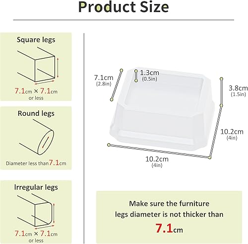 Lutown-Teen Lot de 6 rehausseurs de lit robustes de 12,7 cm pour canapés, chaises, canapés, tables - Blanc - Nail Gallerys