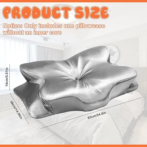 VGECEE Taie d'oreiller Cervicale, Oreiller Cervical Ergonomique, Taie d'oreiller en Satin, Taie Oreiller Orthopédique Cervicales en Soie pour Position Couchée et Latérale - Nail Gallerys