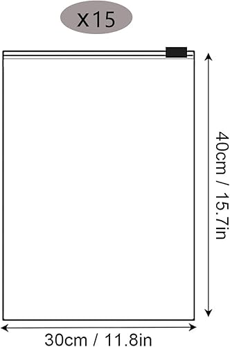 Sac de rangement en plastique imperméable, 30 * 40cm 15 pièces sac à fermeture éclair mat transparent pour le stockage sous les vêtements, les vêtements, les chaussures ou les cosmétiques - Nail Gallerys