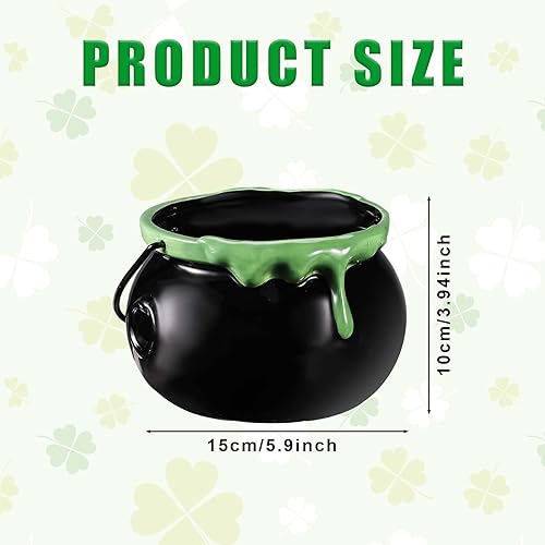 Chaudron Décoration, Noir Chaudron en Céramique avec Poignée Seau à Bonbons en Or Bouilloire en Or Décoration de Lutin pour la Saint-Patrick Halloween Fête de Carnaval - Nail Gallerys