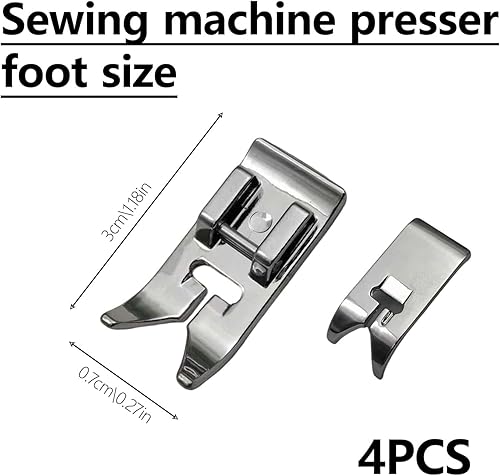 4 Pièces Pied Presseur pour Machine à Coudre, Pied-de-Biche Métal Usage Général, Compatible avec la Plupart des Machines Domestiques, Accessoire Couture pour Zigzag et Point Droit - Nail Gallerys