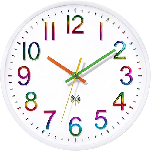ACCSHINE Horloge Murale silencieuse Radio pilotée, Design Moderne, Cuisine Vintage, 30 cm de diamètre, Grande, numérique, Salon (Blanc) - Nail Gallerys