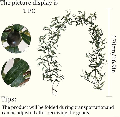 CWOQOCW Guirlande de feuilles d'olivier artificielles de 170 cm, guirlande de verdure artificielle à suspendre pour toile de fond de mariage, jardin, mur, porte, décoration d'intérieur - Nail Gallerys