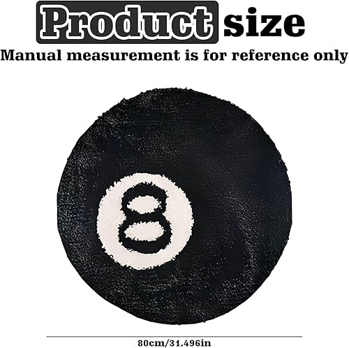 WIYETY Tapis pour 8 balles : 60 cm lavable décor antidérapant floqué, tapis de billard, tapis noir et blanc, rond touffeté doux, tapis de sol pour salon, chambre à coucher, salle à manger - Nail Gallerys