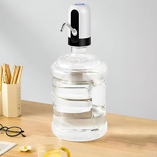 Retoo Distributeur Eau, 5 V, 5 W, Alimentation USB 12,5 X 7 Cm, 1200 mAh, Potable Électrique Portable Commutateur De Bouteille d'eau Universelle De 5-20 L, Button on/Off, Blanc, Noir - Nail Gallerys