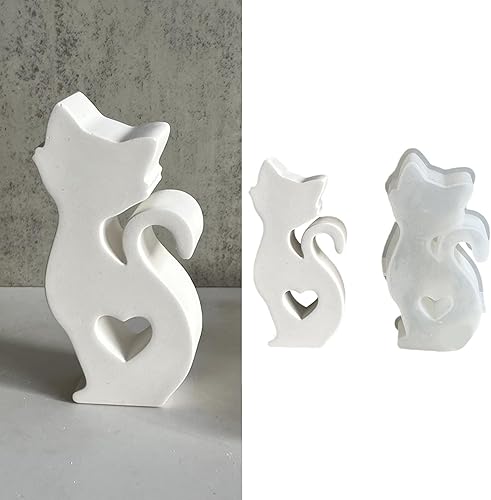 XuQiZZpp Moule en silicone pour travaux manuels en forme de cœur creux en forme de chat pour fabrication de savons, aromathérapies, bougies - Nail Gallerys