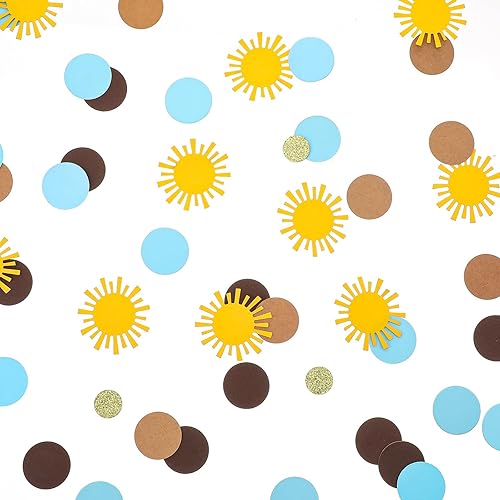 Lot de 200 confettis soleil à pois ensoleillés - Confettis à paillettes pour fête prénatale - Décorations de table pour fête prénatale - Fournitures d'anniversaire - Révélation du sexe - Premier - Nail Gallerys