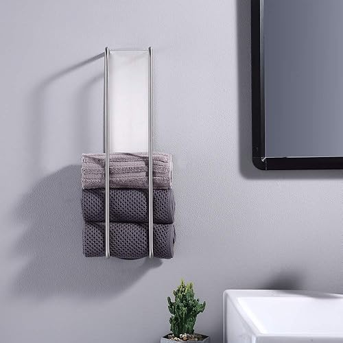 HomeHeng Y01-BN Porte-serviettes sans perçage en acier inoxydable SUS304 Anneau porte-serviettes autocollant pour salle de bain 40 cm brossé - Nail Gallerys