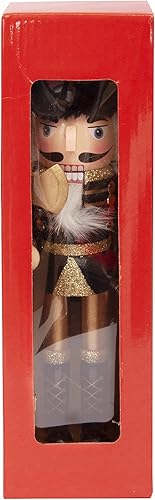 Ciao Christmas Nutcracker Toy Soldier Halberdier (24cm) Wooden Glittery Decoration with Fabric, Black/Gold - Nail Gallerys