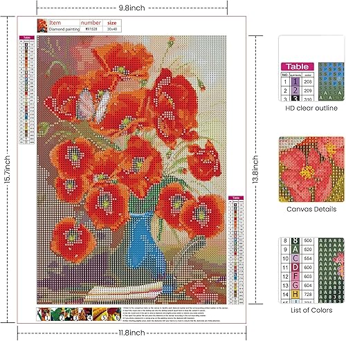 NAIMOER Peinture Diamant 5D Kit Complet - Broderie Diamant Fleurs - Diamond Painting Adulte 30x40cm - Nail Gallerys