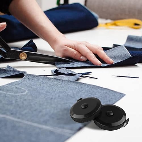 Lot de 2 rubans à mesurer rétractables ronds noirs double face pour le corps, 150 cm et 150 cm - Noir - Nail Gallerys