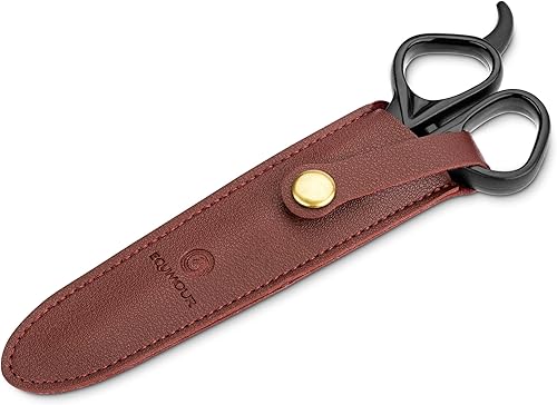 Equimour Ciseaux pour crinière – ciseaux cheval en acier inoxydable avec coupe précise | Poignée ergonomique, étui en cuir végan | Outil de pansage pour crinières épaisses - Nail Gallerys