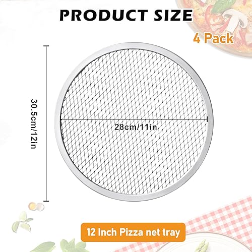 Vegena Lot de 4 plaques à pizza rondes antiadhésives en aluminium de 30,5 cm, plaque de cuisson en maille pour four, plaque de cuisson réutilisable avec trous pour une croûte croustillante, idéale - Nail Gallerys