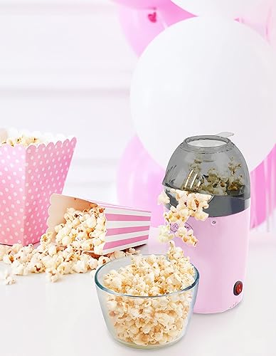 Bestron Machine à pop-corn à air chaud pour jusqu'à 50 g de maïs à pop-corn en 2 minutes, préparation sans matière grasse, 1200 W, couleur rose - Nail Gallerys