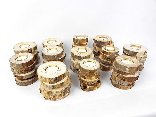 Décoration de mariage rustique, bougeoir en bois rustique, lot de 12 bougeoirs fait main avec des tranches de bois - Nail Gallerys