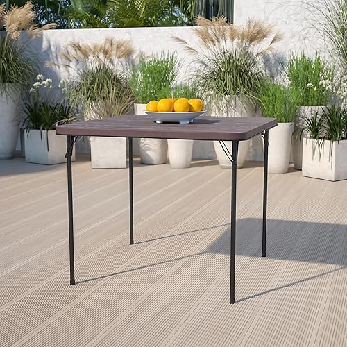 Flash Furniture Meubles Flash Table Pliante en Plastique 34SQ, Métal, Marron, 34' Square - Nail Gallerys