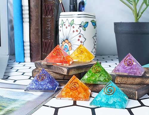 FASHIONZAADI 20-25mm 7Pcs Sept Chakra Onyx pour Chakra Équilibrage Pierre Pyramide Reiki Guérison Cristal Énergie Positive Méditation Outil Salon Et Maison Décor Cadeau Ensemble - Nail Gallerys