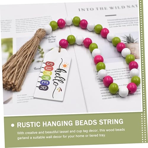 TEHAUX Guirlande Suspendue Perles Bois Avec Franges Et Étiquettes Cup Décoration Rustique Pour Fête Et Maison - Nail Gallerys