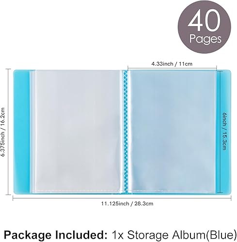 OTCRAFT Lot de 40 pages/lot de 40 pages pour album photo - Pochoirs de découpe pour cartes postales, autocollants, photos, tampons transparents et matrices de découpe - 28,4 x 16,3 cm (bleu) - Nail Gallerys