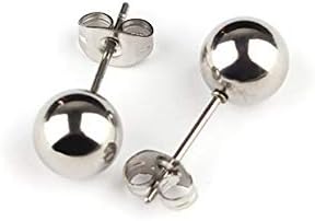 Lot de 6 boucles d'oreilles rondes en acier inoxydable - 3 mm - 4 mm - 6 mm - 8 mm - Avec écrou - Pour bijoux - Taille au choix (boule de 8 mm - 3 paires) - Nail Gallerys