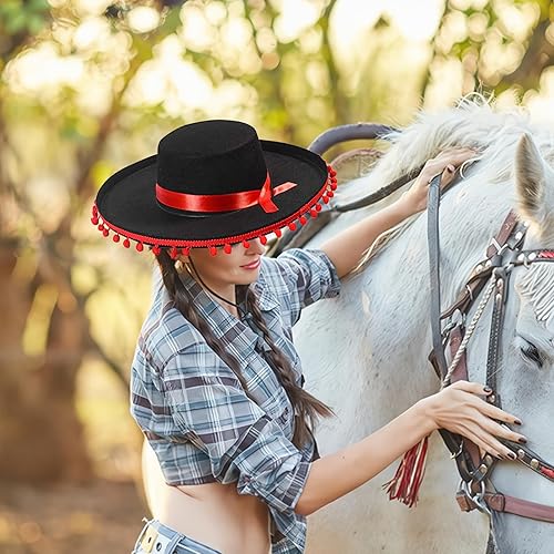 Générique Chapeau Mexicain | Grands Chapeaux Sombrero Pour Festivals | Accessoires Tenue Espagnole À Large Bord Costume Flamenco Cosplay Pour Femmes Et Hommes - Nail Gallerys