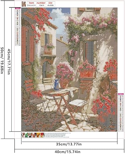 DCIDBEI Peinture Diamant Fleurs Maison 40x50 cm Diamant Painting Paysages Puzzle Diamond Painting Paysage Fleurs Broderie Diamant Kit Complet Jardin Coin de la Maison Tableau en Perles à coller Fleurs - Nail Gallerys