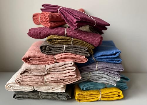 JOWOLLINA Serviette de bain gaufrée fine en lin délavé (bordeaux, 100 x 160 cm) - Nail Gallerys