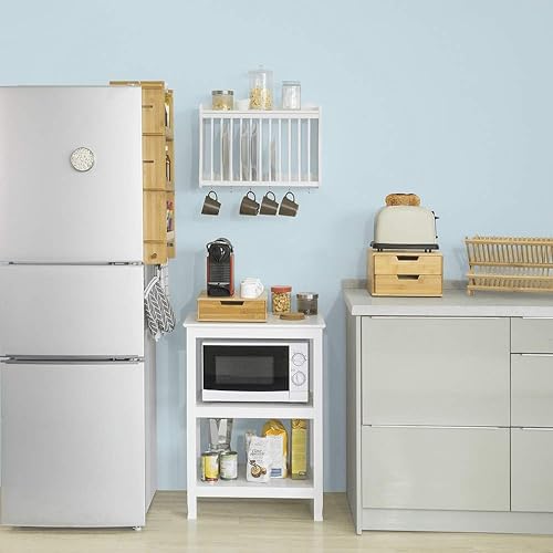 SoBuy Étagère de Rangement, Support pour Four à Micro-Ondes, Étagère de Cuisine avec 3 Niveaux, Blanc, 60 x 40 x 80 cm, FSB18-W - Nail Gallerys