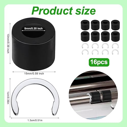 8pcs Résolution de Rouleau en Caoutchouc pour Cricut Maker et 8pcs Remplacement de Rouleau en Caoutchouc Empêche le Caoutchouc de Bouger Anneaux de Retenue pour Cricut Maker (Noir & Bleu-Blanc) - Nail Gallerys