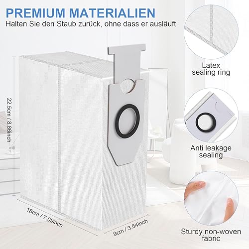 LOOHAOC 10 Pièces Sacs à Poussière pour Aspirateur Robot Eurek a J15 Pro Ultra, Sac Jetable de 3L Grande Capacité, Sac de Remplacement - Nail Gallerys