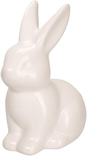 Ideen mit Herz Lot de 2 figurines décoratives en forme de lapin de Pâques - Blanc brillant - Décoration de Pâques - Dolomite - Nail Gallerys