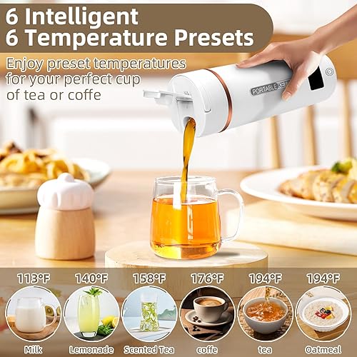 Mini Bouilloire Electrique de Voyage, 400ML Bouilloire Portable de Voyage Avec 6 Réglages de Température, chauffage automatiquement arrêté, avec Inoxydable 316 pour thé, café, lait de bébé - Nail Gallerys