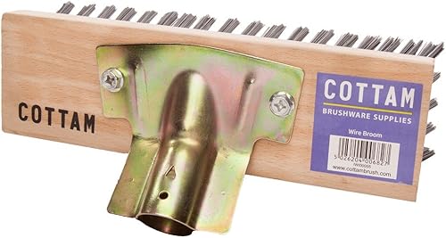 Tête de brosse de balai en fils métalliques rigides ultrarésistants de 22,9 cm, avec prise pour s'adapter aux poignées de 28,5 mm - Nail Gallerys