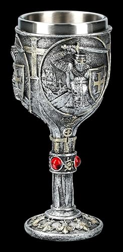 Ritter Fantasie Calice - First Knight Verres à Pied Vins, Coupe à Vin, Décoder L'Article, avec Insert en Acier Inoxydable, H 18 CM - Nail Gallerys