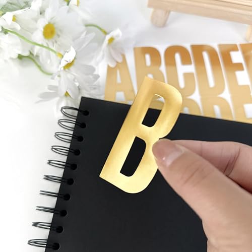 DIYBravo 6 Feuilles Autocollants de Lettre de Nombres d'Alphabet en Vinyle Grand 6cm, Autocollants Doré Auto-Adhésifs pour Art Décoration Personnaliser Plaque de Porte Enseignement (Doré) - Nail Gallerys