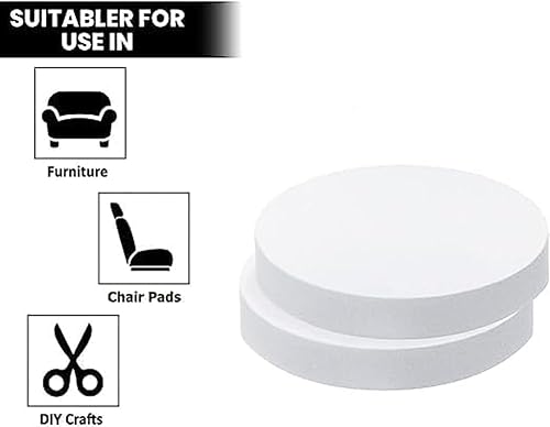 YOUROU 30/40/50/60cm Rondes en Mousse Haute Densité pour Coussin de Siège,Rembourrage,Confortable de Rembourrage Tapissier Ameublement - Facile à Couper (7cm d'épaisseur,Diamètre 60cm) - Nail Gallerys